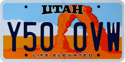 UT license plate Y500VW