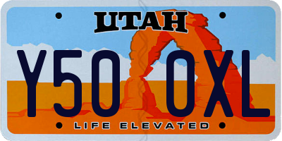 UT license plate Y500XL