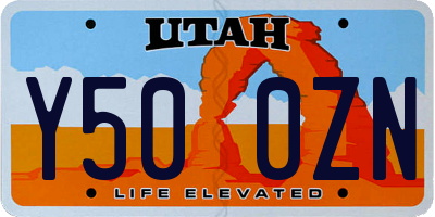UT license plate Y500ZN