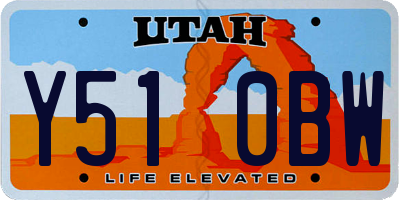 UT license plate Y510BW