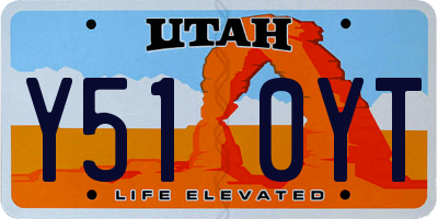 UT license plate Y510YT