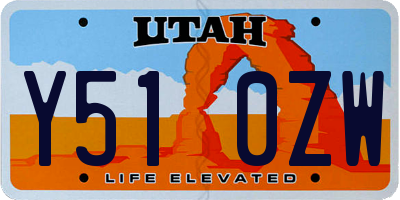 UT license plate Y510ZW