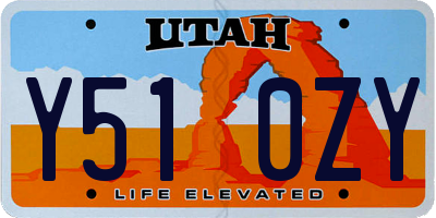 UT license plate Y510ZY