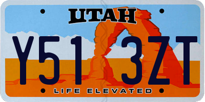 UT license plate Y513ZT