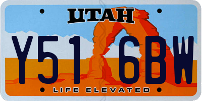 UT license plate Y516BW
