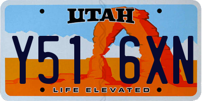 UT license plate Y516XN
