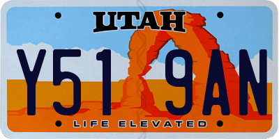 UT license plate Y519AN
