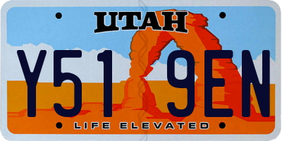 UT license plate Y519EN