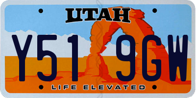 UT license plate Y519GW