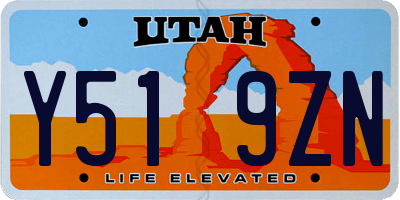 UT license plate Y519ZN