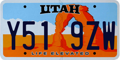 UT license plate Y519ZW
