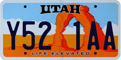 UT license plate Y521AA