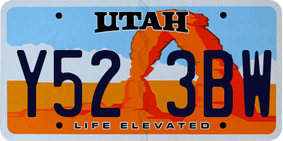 UT license plate Y523BW