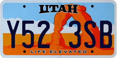 UT license plate Y523SB