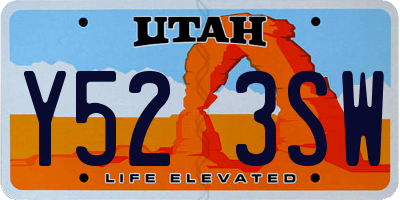 UT license plate Y523SW