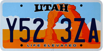 UT license plate Y523ZA
