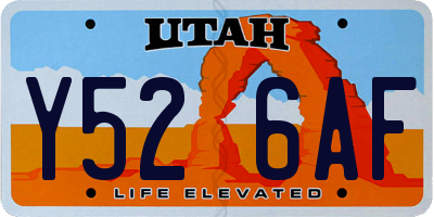 UT license plate Y526AF