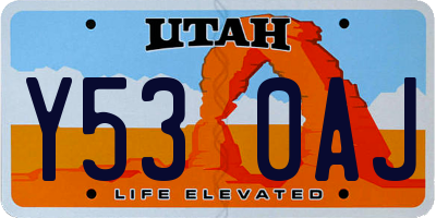 UT license plate Y530AJ