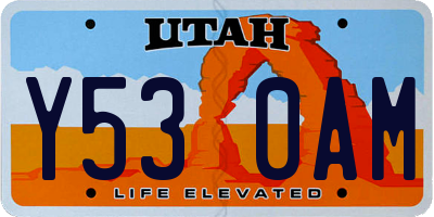 UT license plate Y530AM