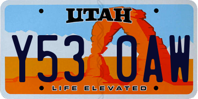 UT license plate Y530AW