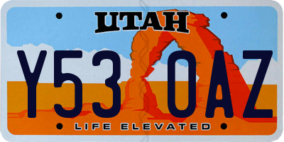 UT license plate Y530AZ