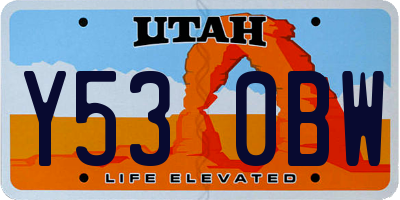 UT license plate Y530BW