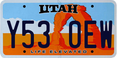 UT license plate Y530EW
