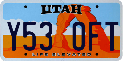 UT license plate Y530FT