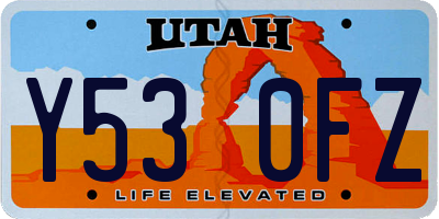 UT license plate Y530FZ