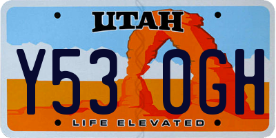 UT license plate Y530GH