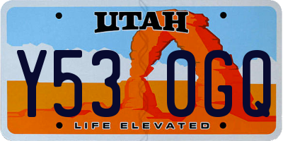 UT license plate Y530GQ