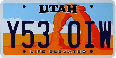 UT license plate Y530IW