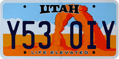 UT license plate Y530IY