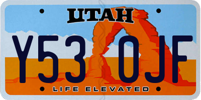 UT license plate Y530JF