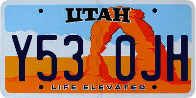 UT license plate Y530JH