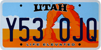 UT license plate Y530JQ
