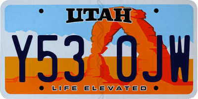 UT license plate Y530JW