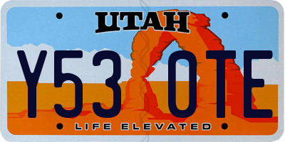 UT license plate Y530TE