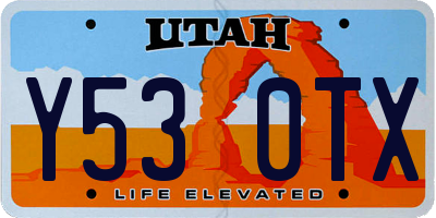 UT license plate Y530TX