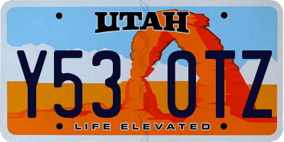UT license plate Y530TZ