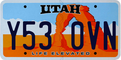 UT license plate Y530VN