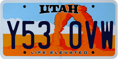 UT license plate Y530VW