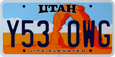 UT license plate Y530WG