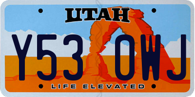 UT license plate Y530WJ