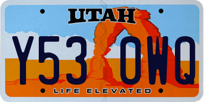 UT license plate Y530WQ