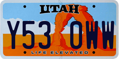 UT license plate Y530WW