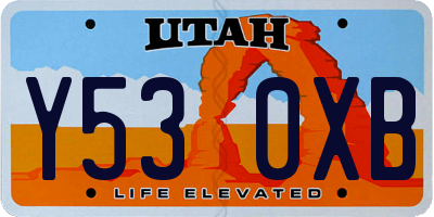 UT license plate Y530XB
