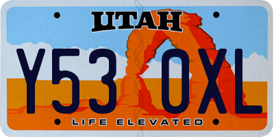 UT license plate Y530XL