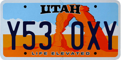 UT license plate Y530XY