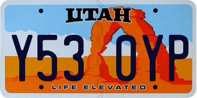 UT license plate Y530YP